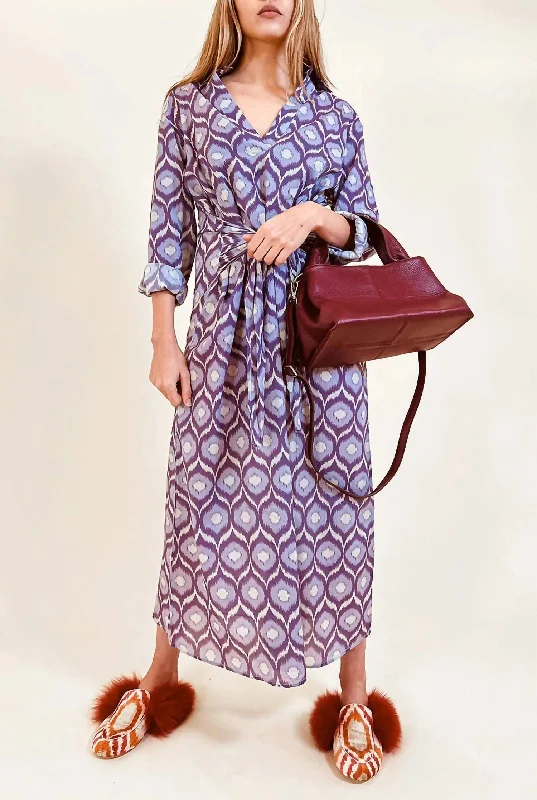 Monia Ikat Shirt Dress in Plum