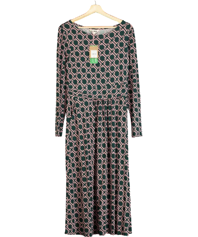 Boden Green Amelie Long Sleeve Midi Dress UK 12