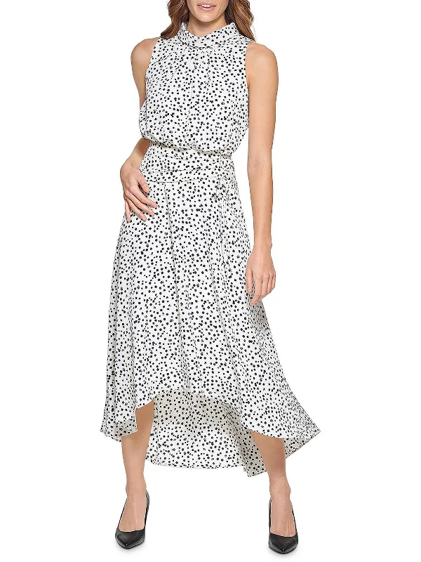 Womens Mockneck Midi Fit & Flare Dress