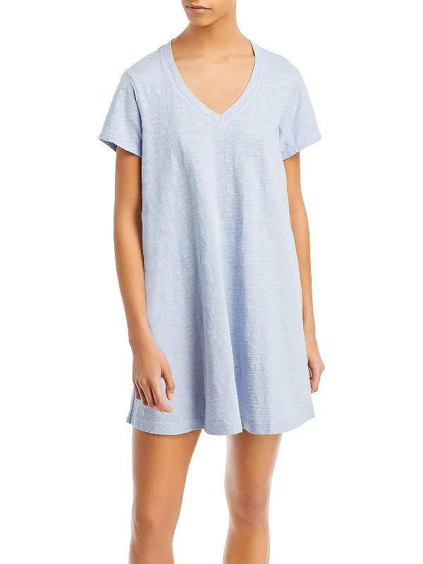 Womens V-Neck Short Sleeves T-Shirt Dress