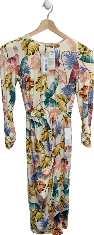 Never Fully Dressed Multicoloured Pastel Palm Hartowe Midi Dress UK 6