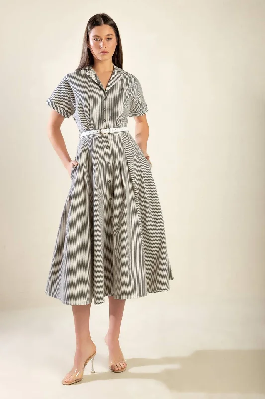 TIME TO EVOLVE WOVEN MIDI DRESS