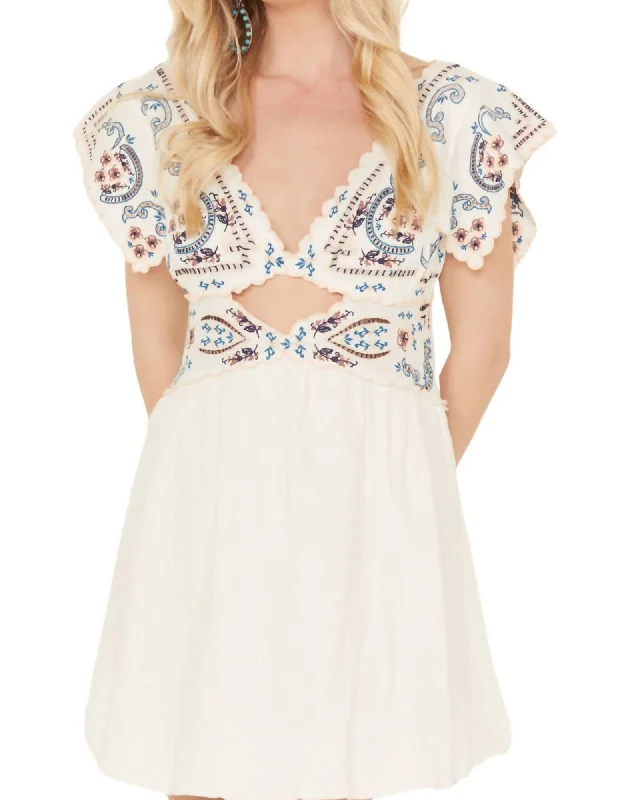 Rambling Roads Mini Dress In Blanc De Blanc | Blanc De Blanc