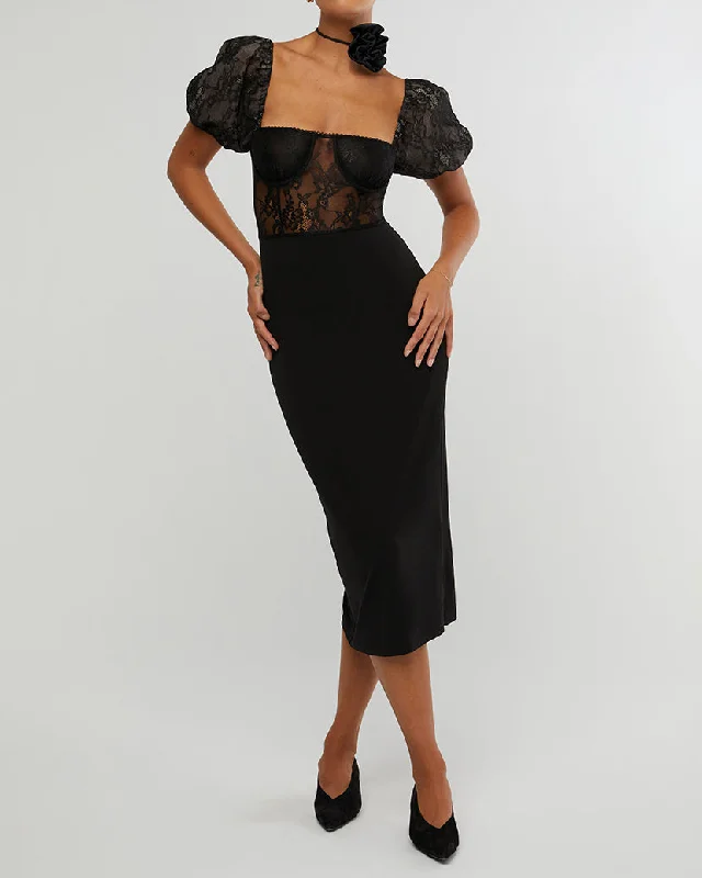 Underwire Corset Midi Lace Dress