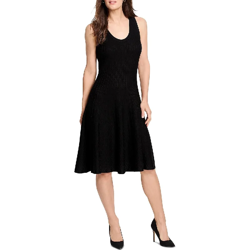 Womens KNee-Length Scoop Neck Fit & Flare Dress