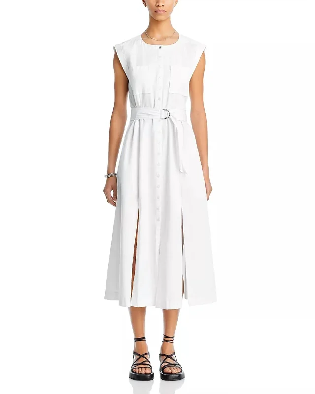 Karina Cap Sleeve Shirt Dress In Blanc De Blanc