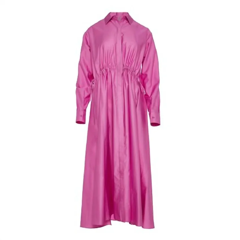 Agios Nikias Cotton Sateen Shirt Dress In Violet