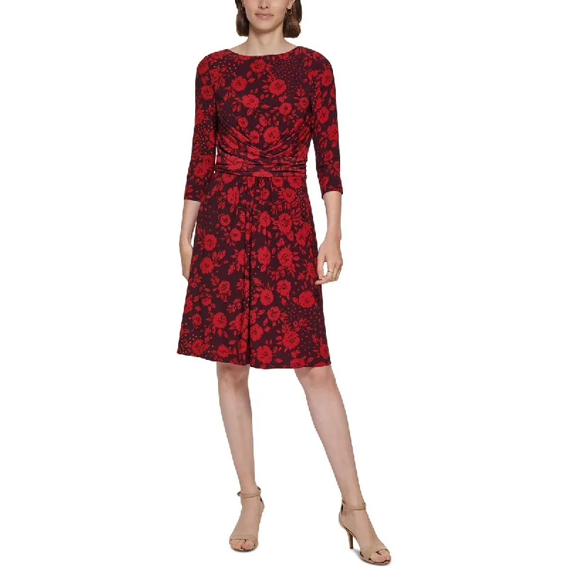 Womens Drapey Midi Fit & Flare Dress