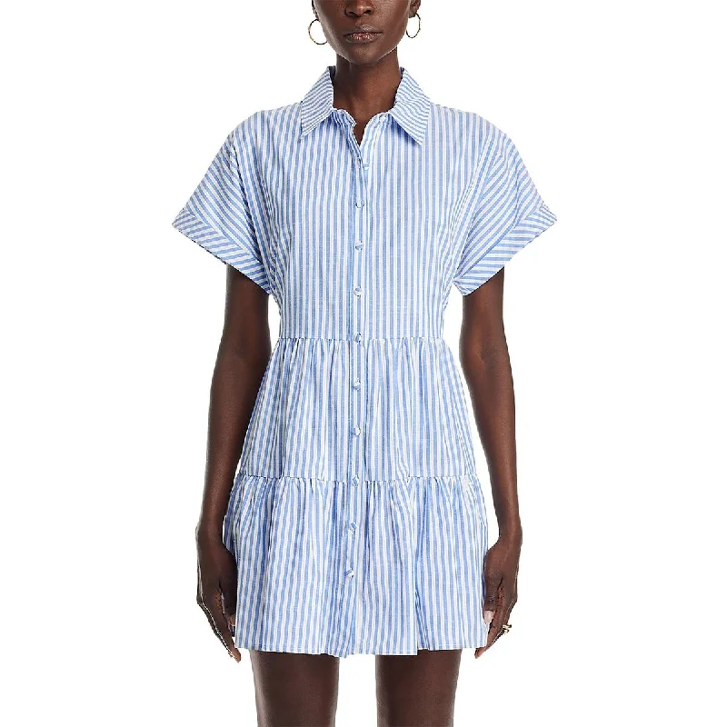 Womens Striped Button Down Shirtdress