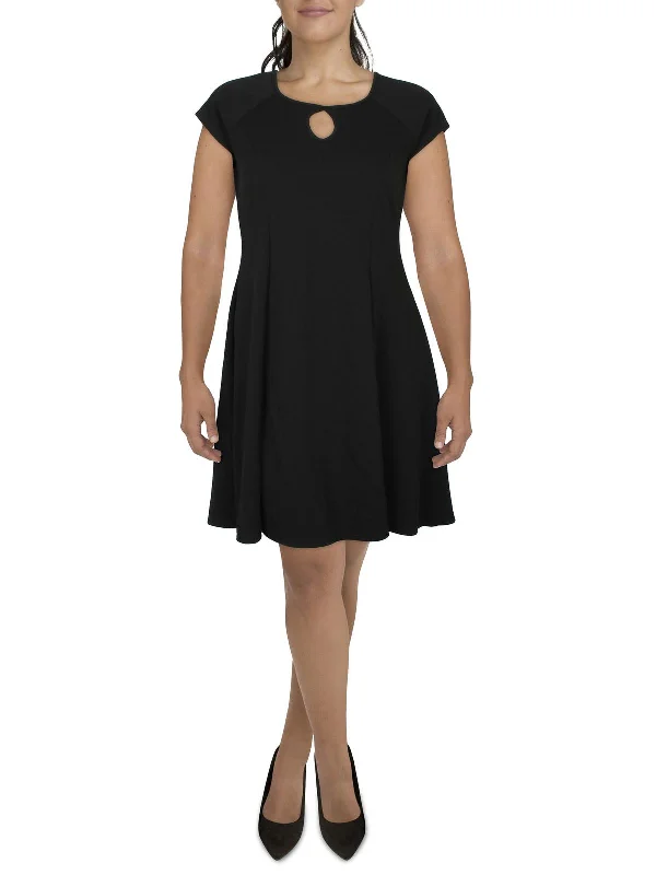 Plus Womens Solid Polyester Fit & Flare Dress