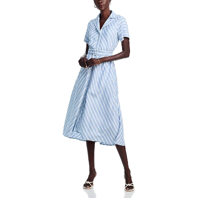 Womens Striped Short Sleeve Shirtdress