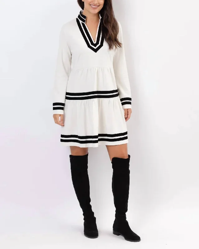 Long Sleeve Fit & Flare Tunic Dress in Winter White