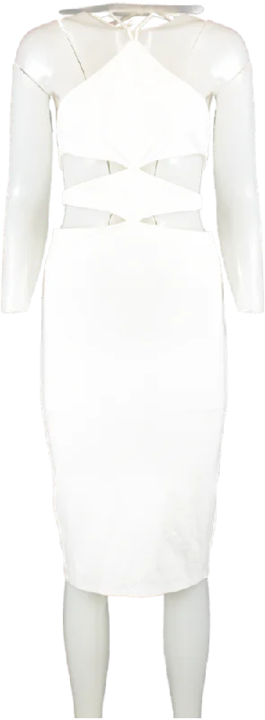 h:ours White Halter Neck Midi Dress UK XS