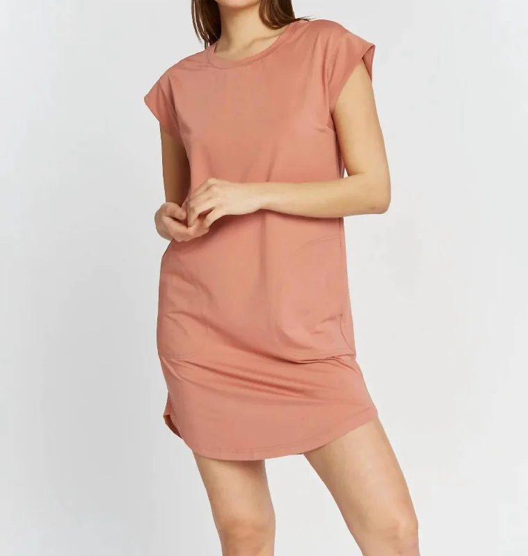 Mikado T-Shirt Dress In Adobe Rose