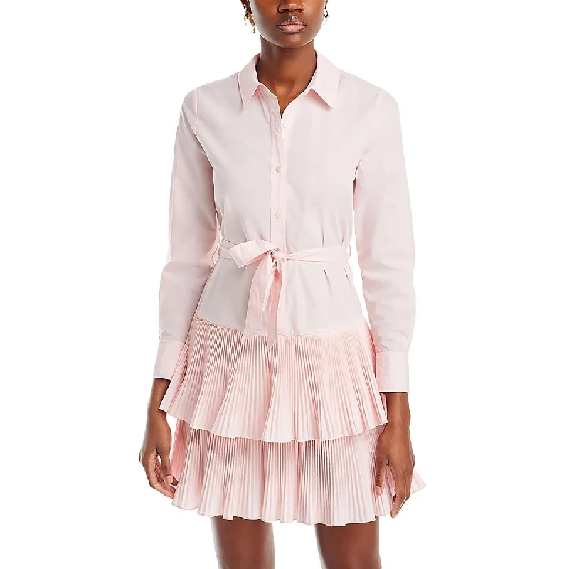 Womens Tiered Collared Shirtdress