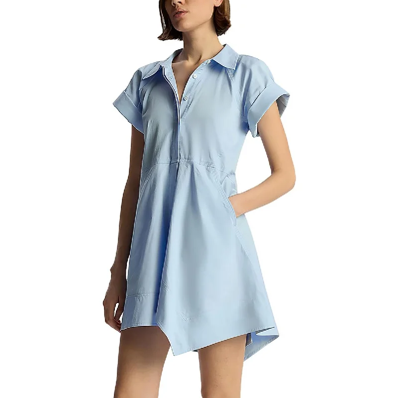 Womens Handkerchief Hem Short Sleeve Shirtdress