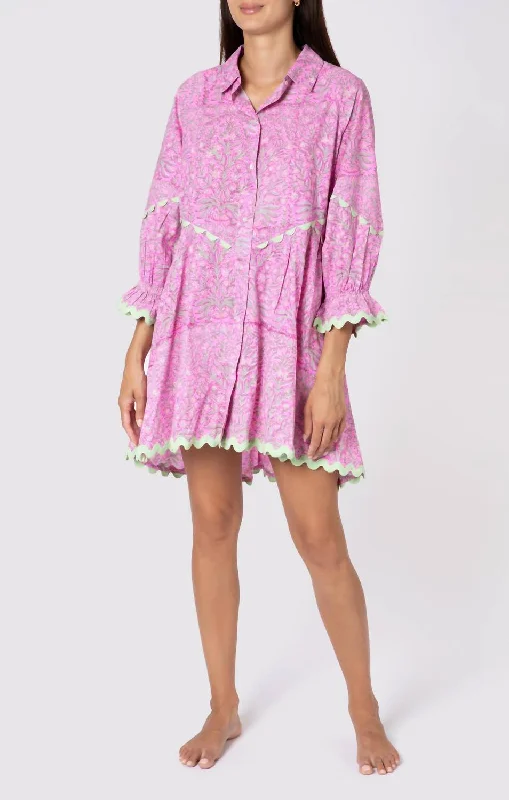 Raglan Shirt Dress in Orchid/Mint