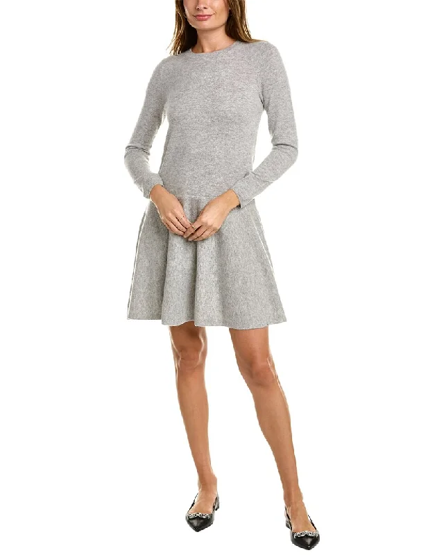 sofiacashmere Drop-Waist Cashmere Flare Dress