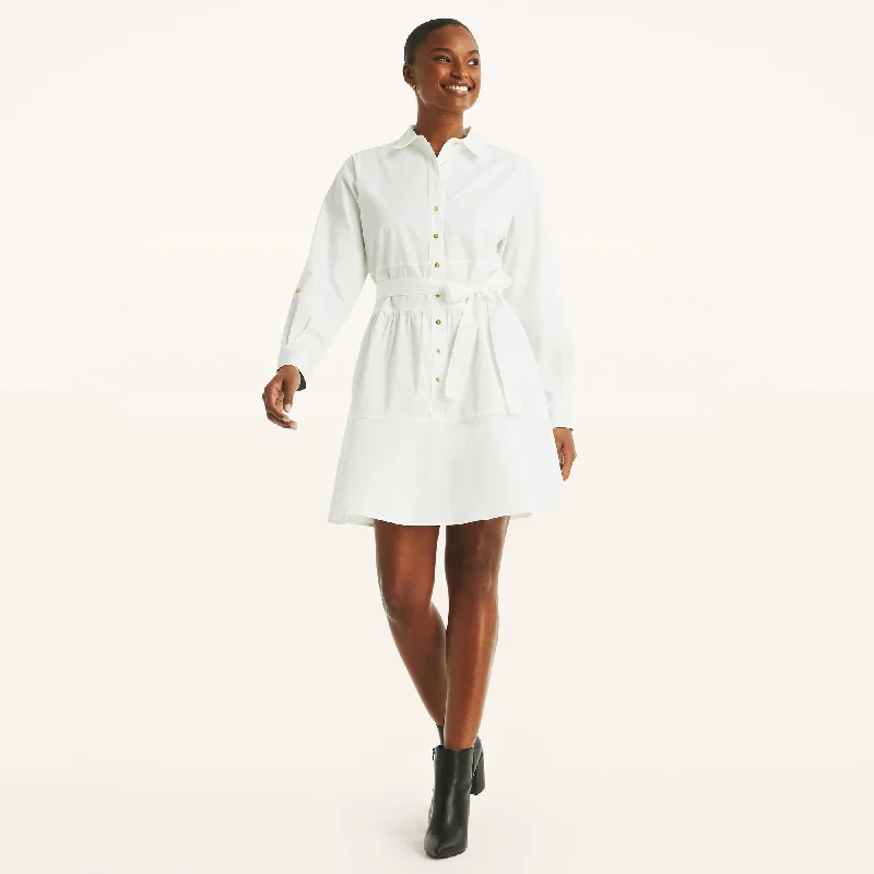 Nautica Womens Long-Sleeve Shirt Dress