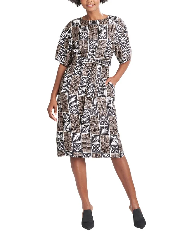 Natori Belted Silk-Blend T-Shirt Dress