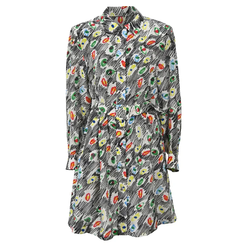 Moschino Couture Graffiti Print Shirt Dress in Multicolor Silk