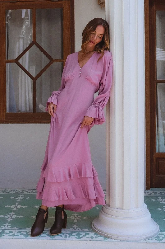 Long Sleeve Ruffle Maxi Dress