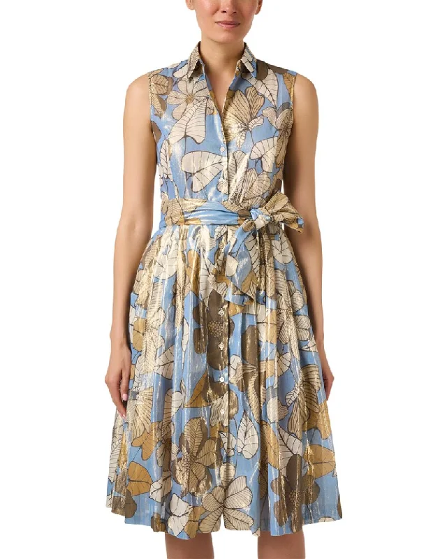 Caliban Metallic Floral Print Shirtdress