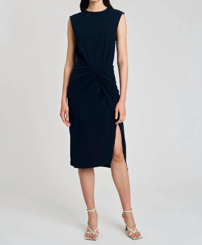 Landry T-Shirt Dress With Twist Wrap Detail In Navy