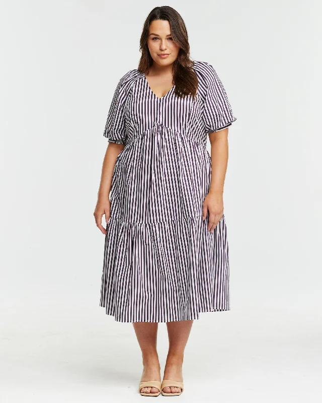 Dominica Striped Dress | Plum/Milk