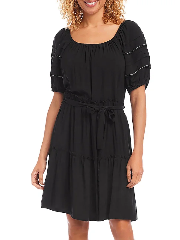 Womens Tiered A-Line Fit & Flare Dress