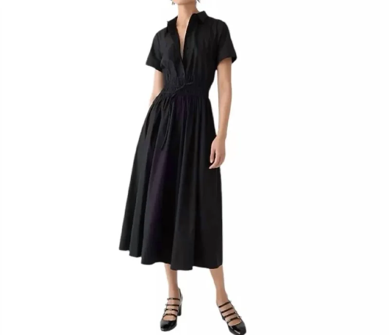 Elena Shirtdress In Cotton Poplin In Black