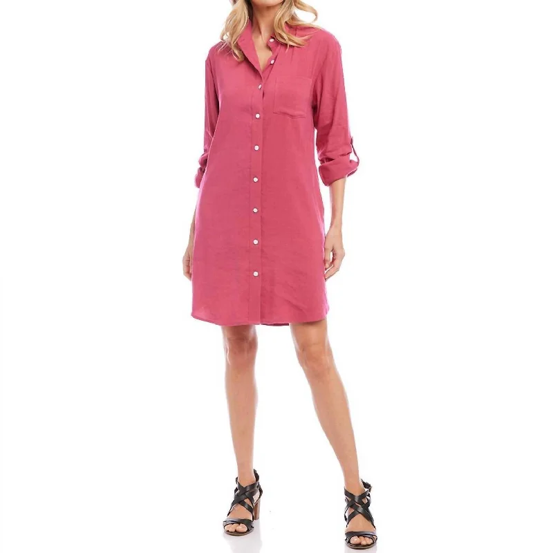 Shirtdress In Raspberry