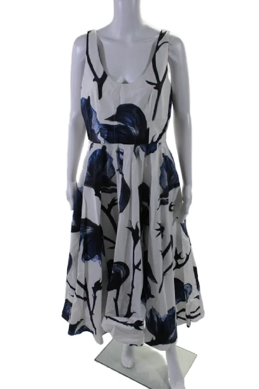 Alexander McQueen Womens White Floral Scoop Neck Fit & Flare Dress