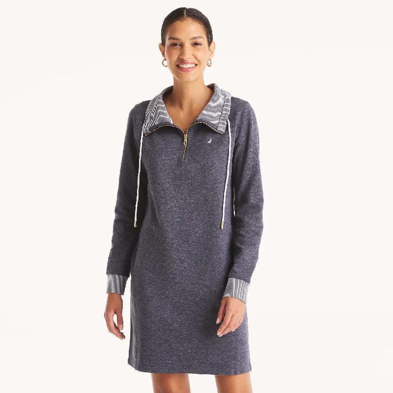 Nautica Womens Quarter-Zip Sweatshirt Dress