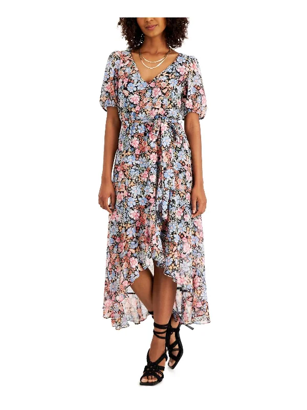 Womens Chiffon Floral Fit & Flare Dress