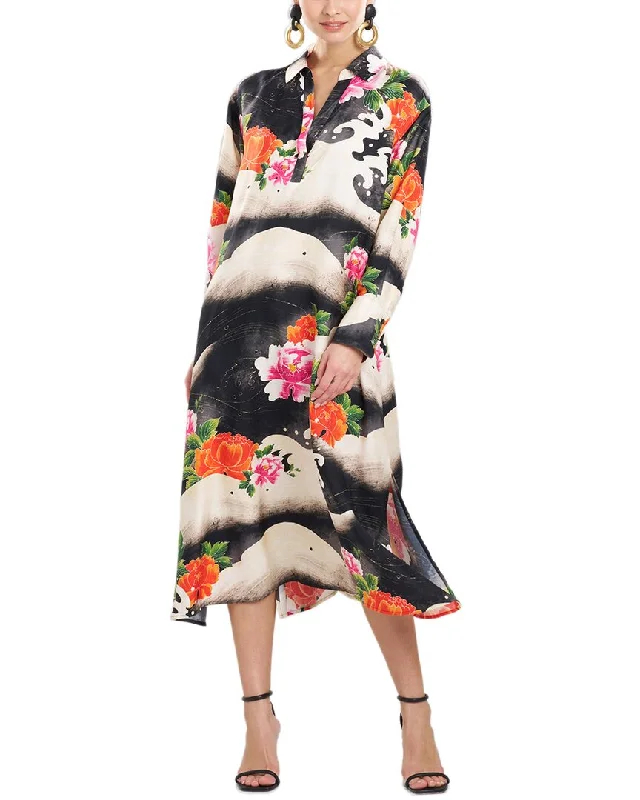 Natori Silk-Blend Shirtdress