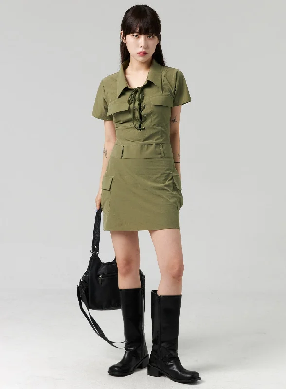 Lace-Up Mini Dress CL321