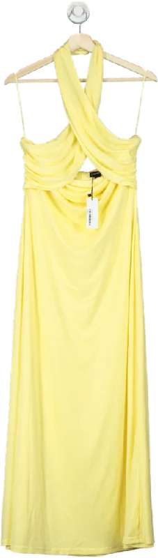 Karen Millen Yellow Cross-Back Midi Dress UK M