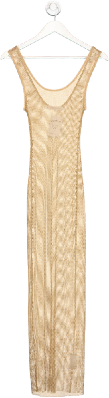 We Wore What Beige Mesh Midi Dress UK XS