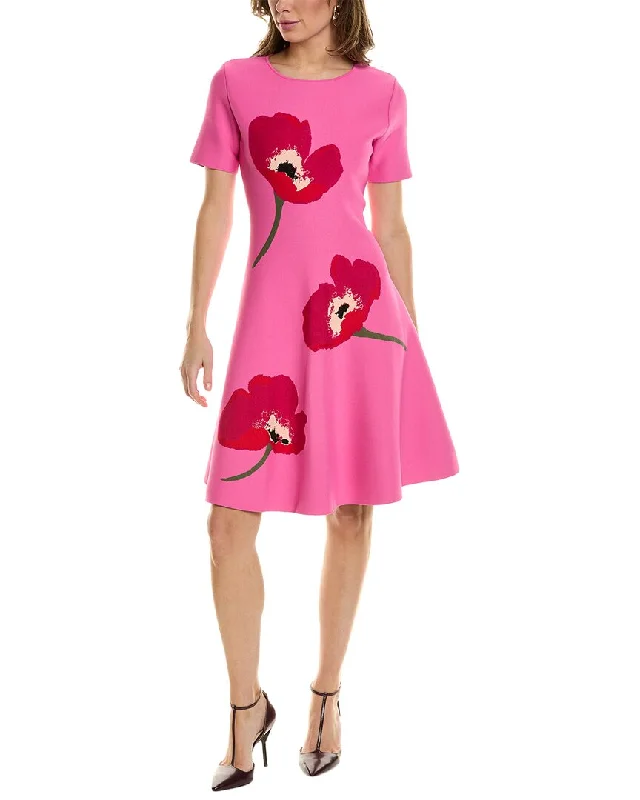 Carolina Herrera Jacquard Fit & Flare Dress