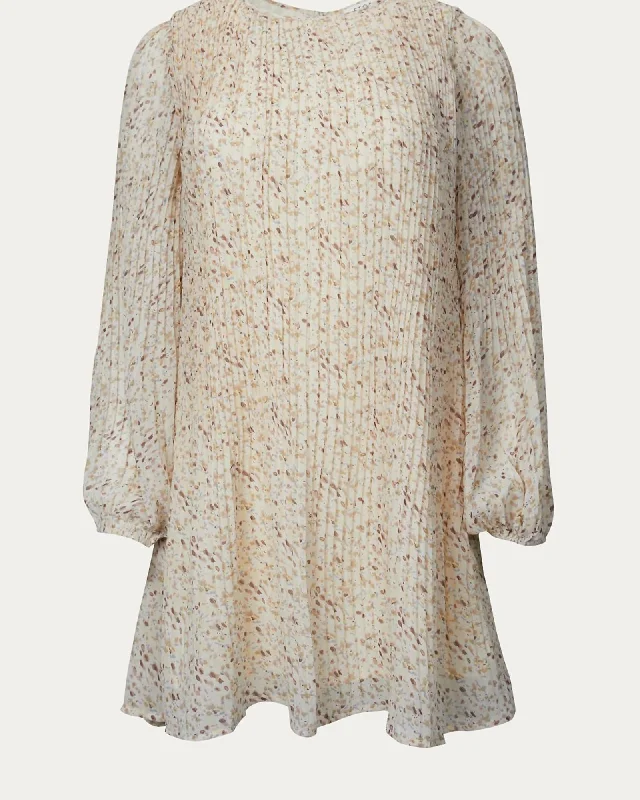 Floral-Print Chiffon Tunic Mini Dress in Cream Floral | Cream Floral