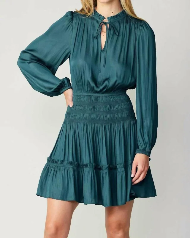 Balloon Sleeve Mini Dress In Dark Teal | Dark Teal