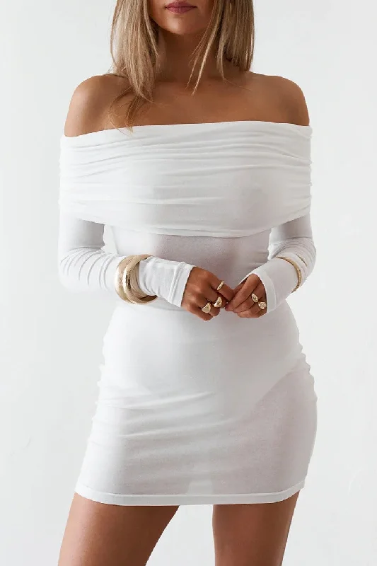 Sheer Mini Dress - White