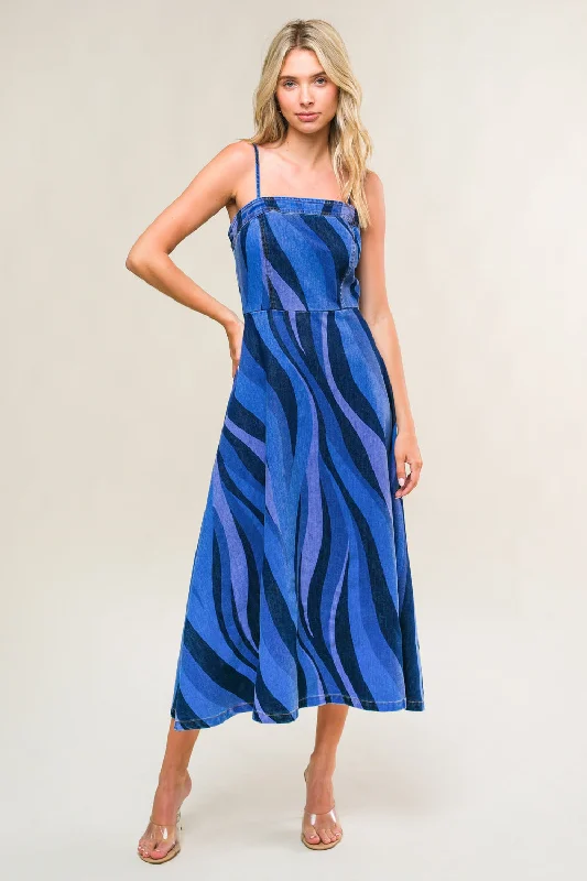 PATRIOTIC PRINCESS DENIM MIDI DRESS