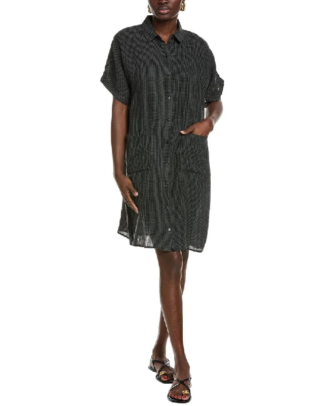 EILEEN FISHER Gingham Linen Shirtdress