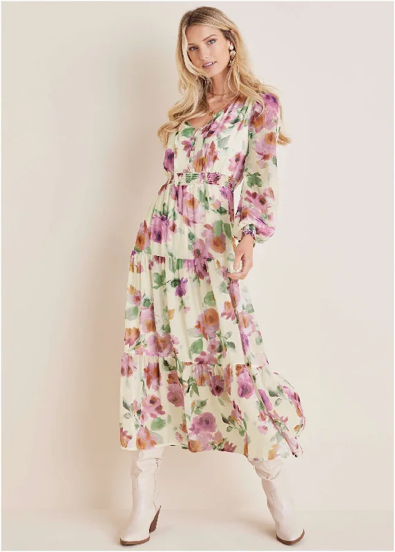 Tiered Floral Maxi Dress - Chalet Bouquet