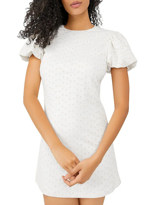 Womens Eyelet Tie-back Fit & Flare Dress