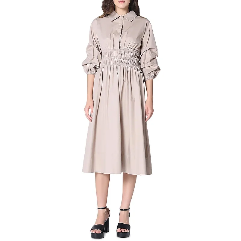 Womens V-Neck A-Line Shirtdress