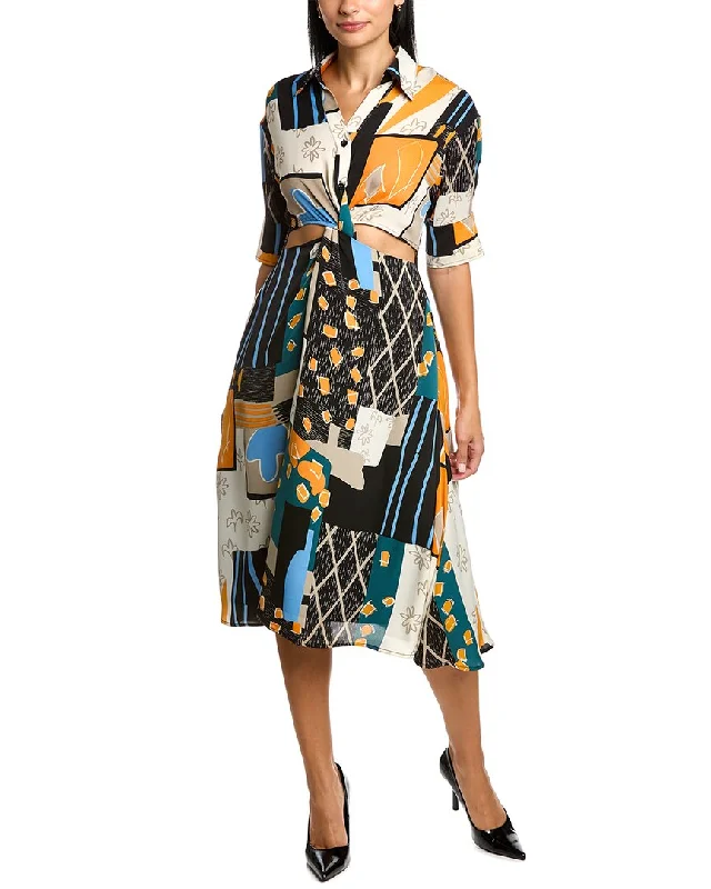 Gracia Twisted Cutout Shirtdress