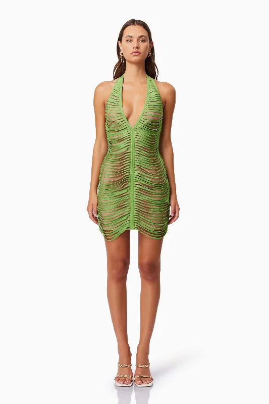 Stella Halter Neck Mini Dress - Green